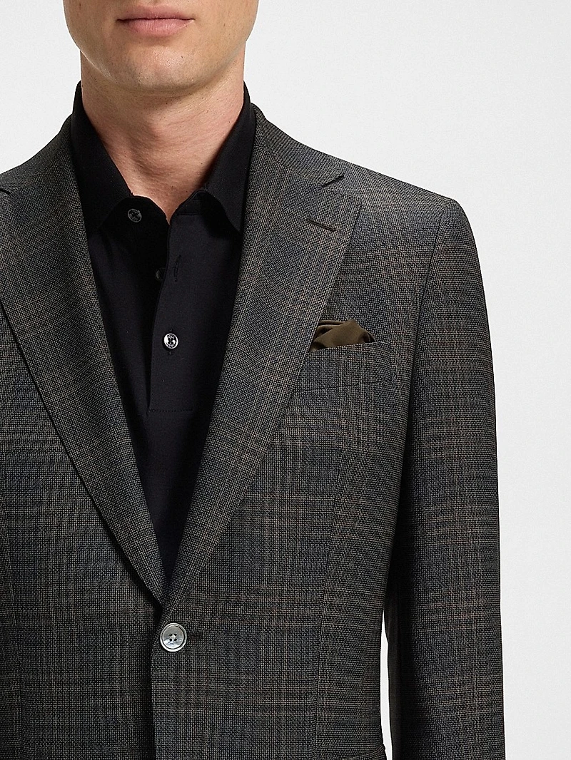 Slim-Fit Blazer Checked Wool