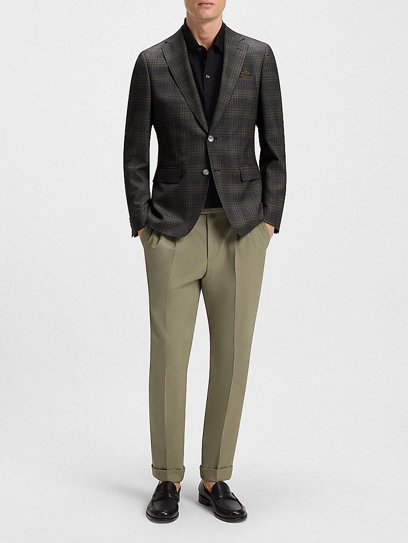 Slim-Fit Blazer Checked Wool