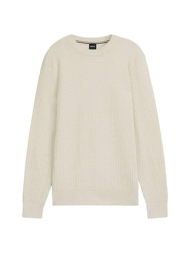 Cotton Sweater with Mixed Structures