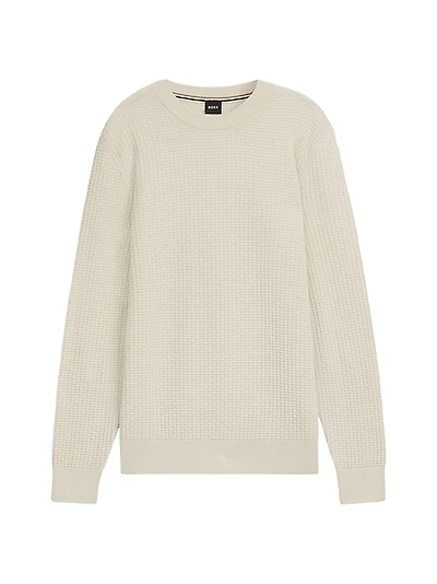 Cotton Sweater with Mixed Structures