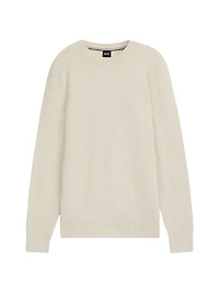 Cotton Sweater with Mixed Structures