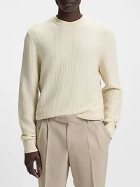 Cotton Sweater with Mixed Structures