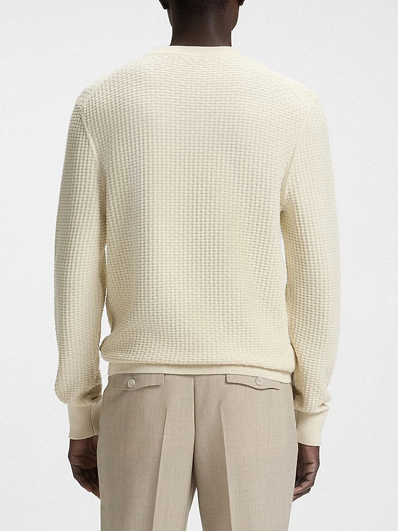 Cotton Sweater with Mixed Structures