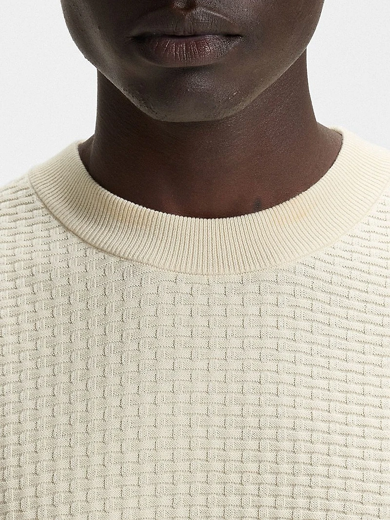 Cotton Sweater with Mixed Structures