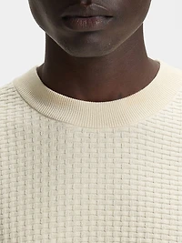 Cotton Sweater with Mixed Structures