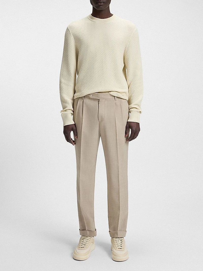 Cotton Sweater with Mixed Structures