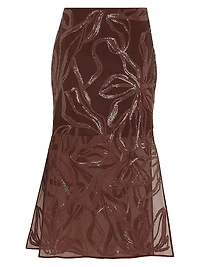 Crispy Silk Couture Column Skirt with Dazzling Floral Embroidery