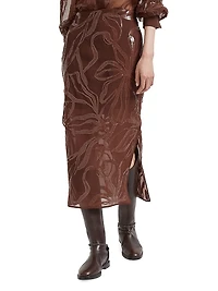 Crispy Silk Couture Column Skirt with Dazzling Floral Embroidery