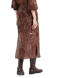 Crispy Silk Couture Column Skirt with Dazzling Floral Embroidery