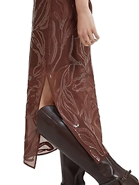 Crispy Silk Couture Column Skirt with Dazzling Floral Embroidery