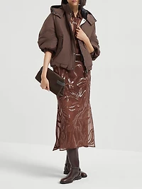 Crispy Silk Couture Column Skirt with Dazzling Floral Embroidery