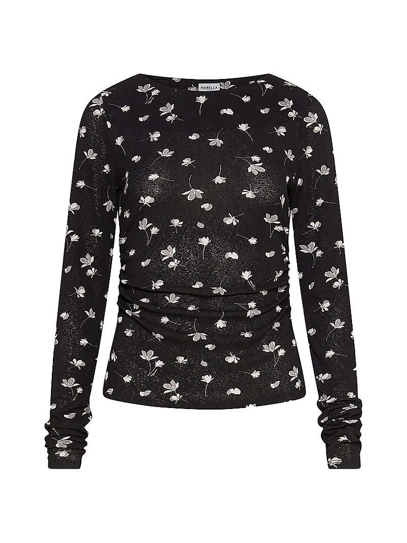 Printed Tulle Jersey T-Shirt