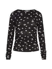 Printed Tulle Jersey T-Shirt