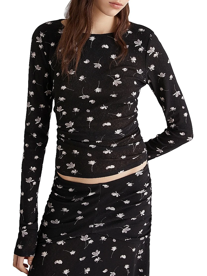 Printed Tulle Jersey T-Shirt