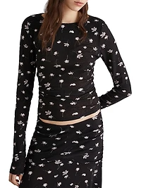 Printed Tulle Jersey T-Shirt