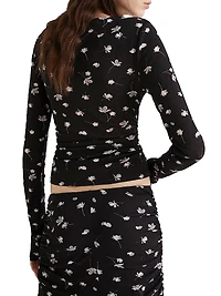 Printed Tulle Jersey T-Shirt