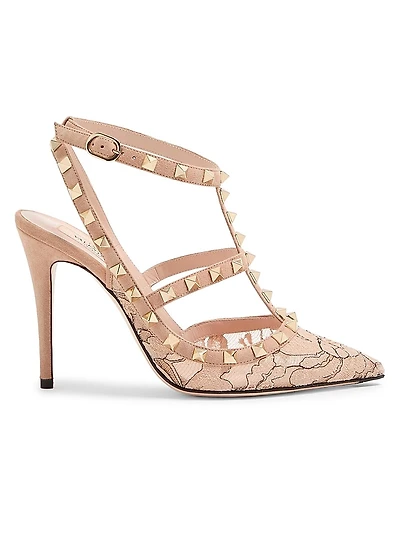 Rockstud 100MM Lace Pumps with Straps