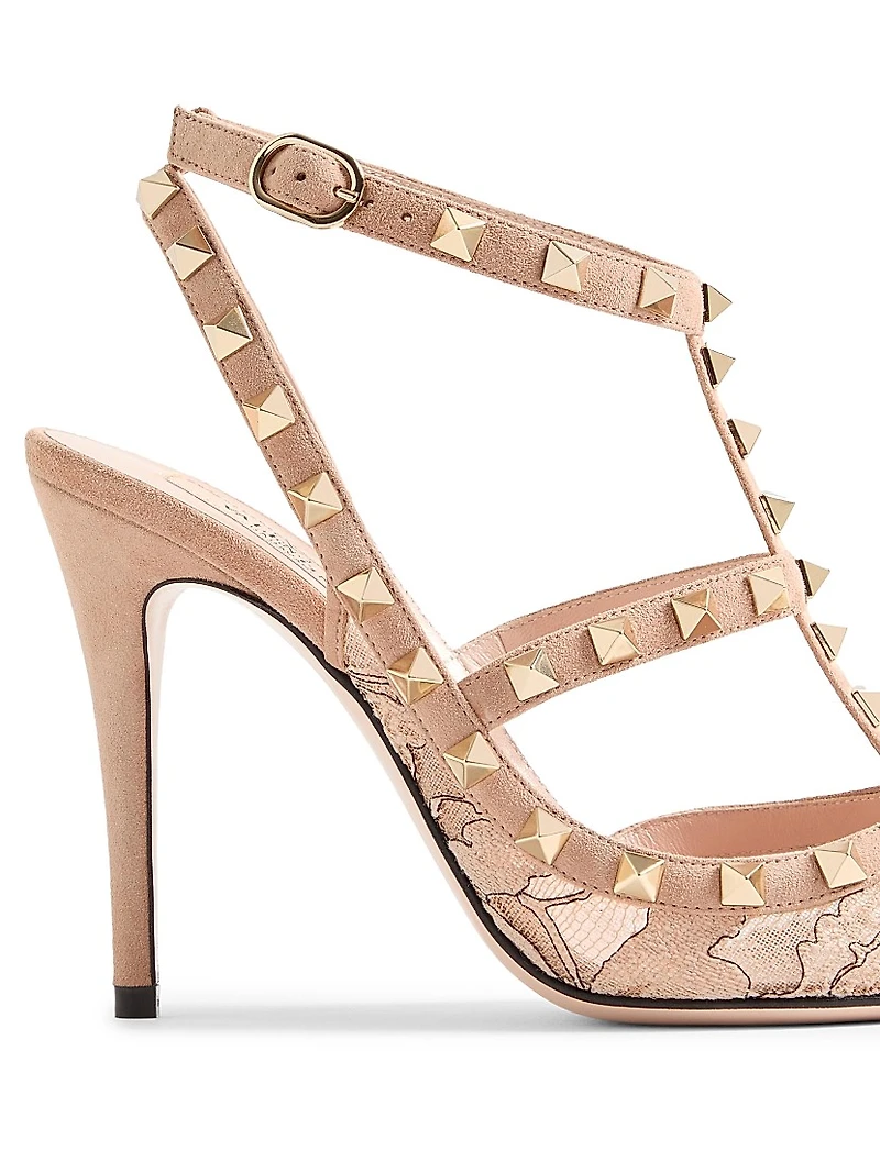 Rockstud 100MM Lace Pumps with Straps
