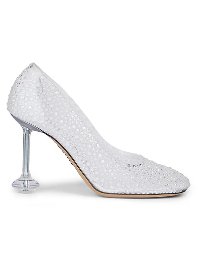 Toy 90MM Rhinestone-Embellished Mesh Pumps