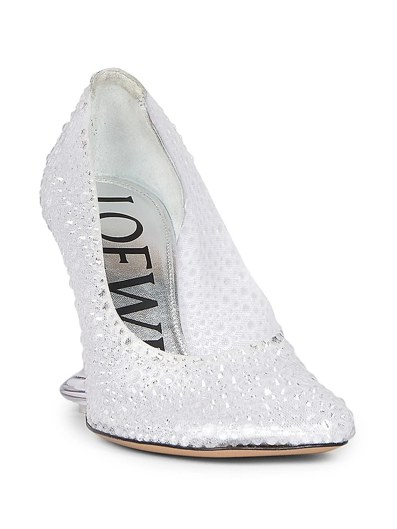 Toy 90MM Rhinestone-Embellished Mesh Pumps