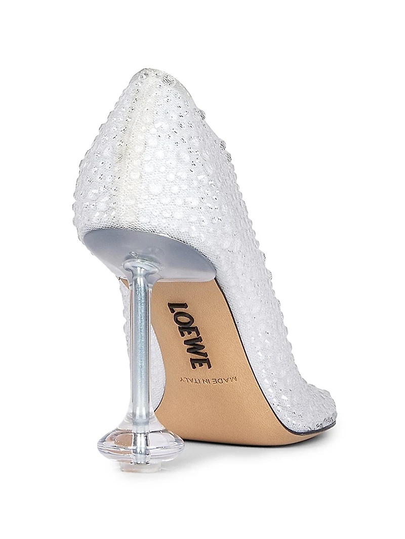 Toy 90MM Rhinestone-Embellished Mesh Pumps
