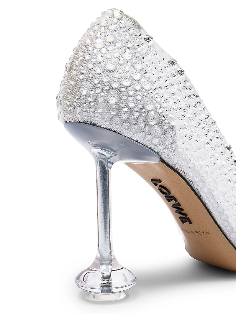 Toy 90MM Rhinestone-Embellished Mesh Pumps