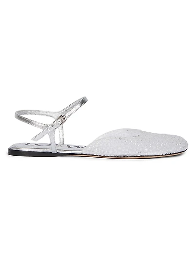 Toy Rhinestone-Embellished Mesh Ballerina Flats
