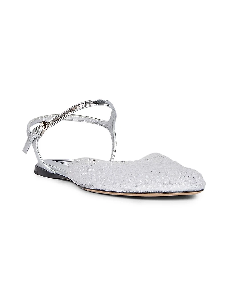 Toy Rhinestone-Embellished Mesh Ballerina Flats