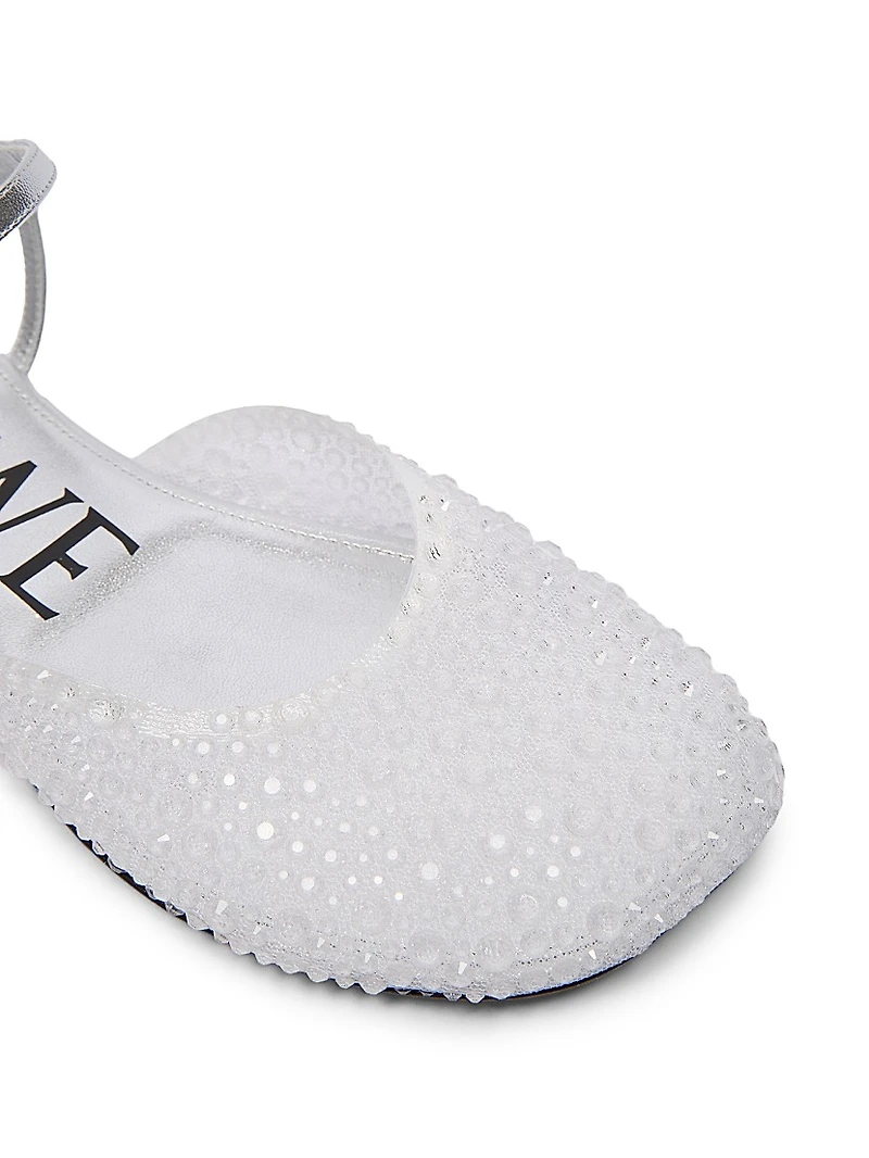 Toy Rhinestone-Embellished Mesh Ballerina Flats