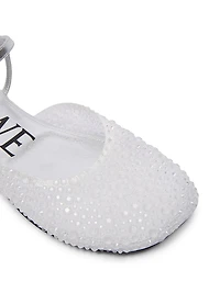 Toy Rhinestone-Embellished Mesh Ballerina Flats