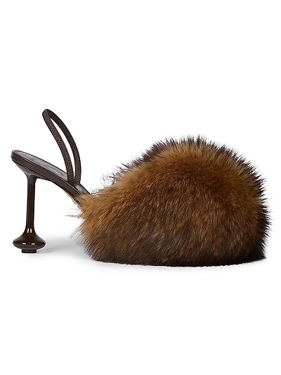 Toy 90MM Shearling & Leather Slingback Pumps