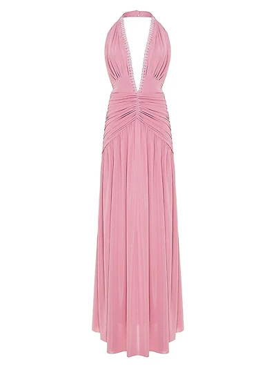 Moonlight Plunging V-Neck Jersey Gown