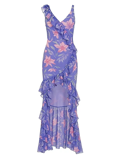 Amaryllis Floral Frill Gown