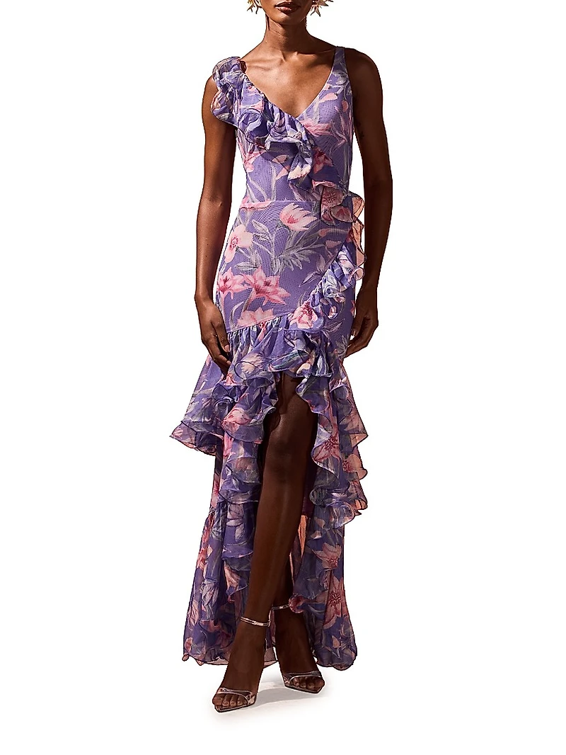 Amaryllis Floral Frill Gown