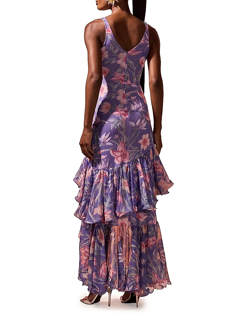 Amaryllis Floral Frill Gown