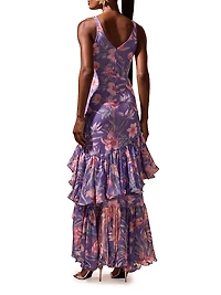 Amaryllis Floral Frill Gown