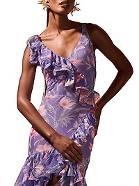 Amaryllis Floral Frill Gown