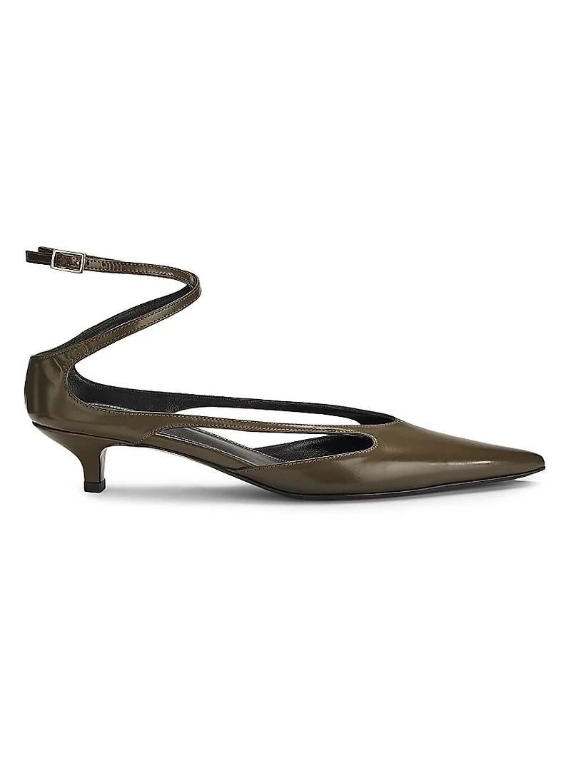 40MM Leather Kitten-Heel Pumps