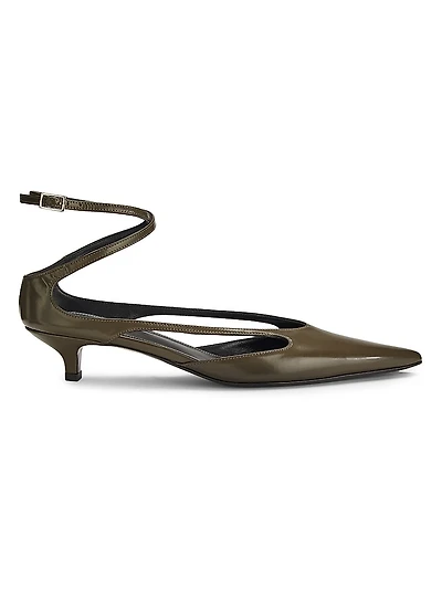 40MM Leather Kitten-Heel Pumps