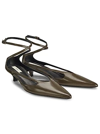 40MM Leather Kitten-Heel Pumps