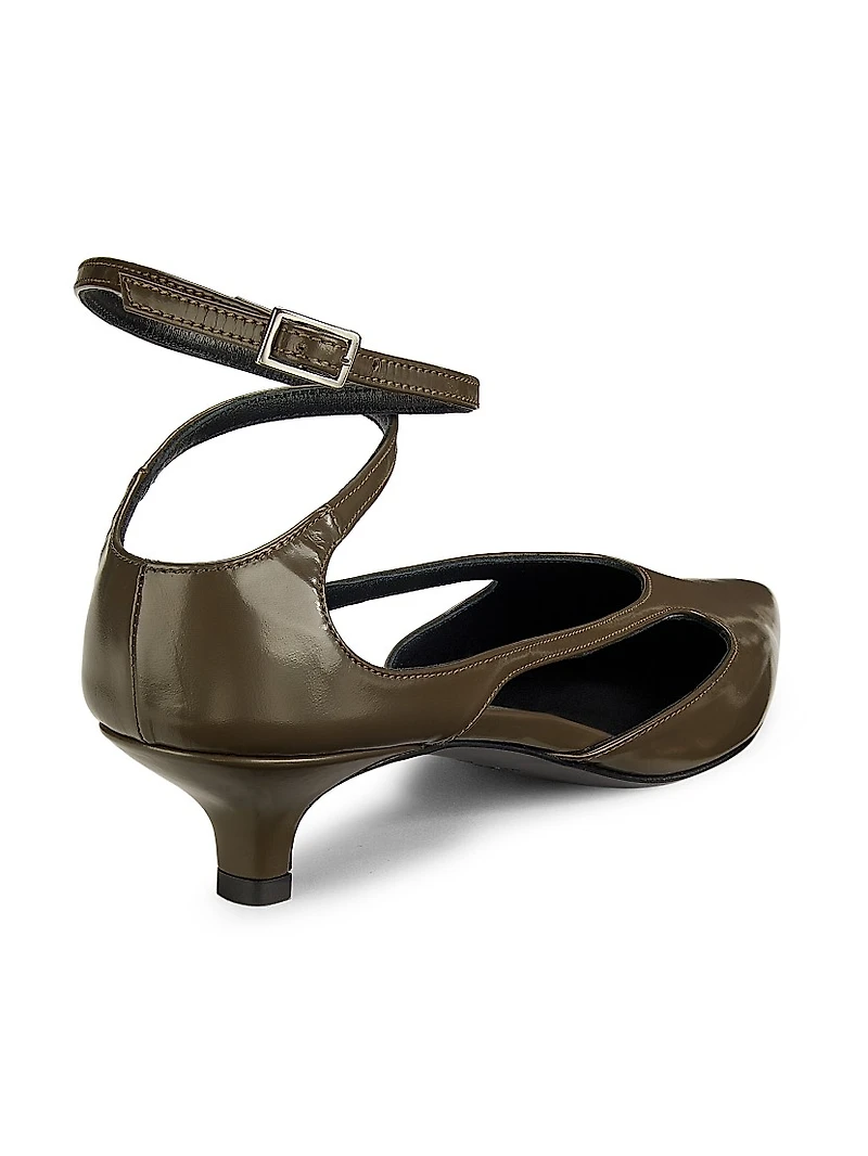 40MM Leather Kitten-Heel Pumps