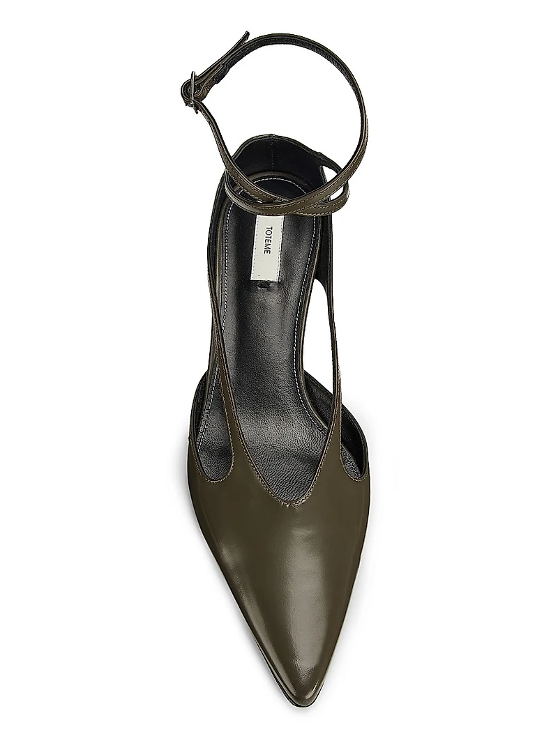 40MM Leather Kitten-Heel Pumps