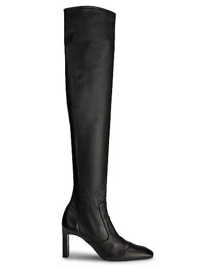 85MM Square-Toe Leather Over-The-Knee Boots