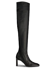 85MM Square-Toe Leather Over-The-Knee Boots