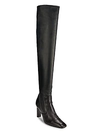 85MM Square-Toe Leather Over-The-Knee Boots