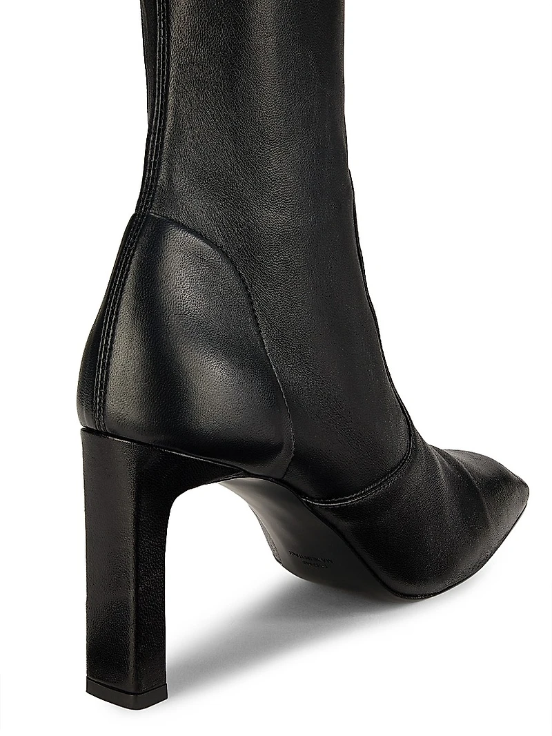 85MM Square-Toe Leather Over-The-Knee Boots