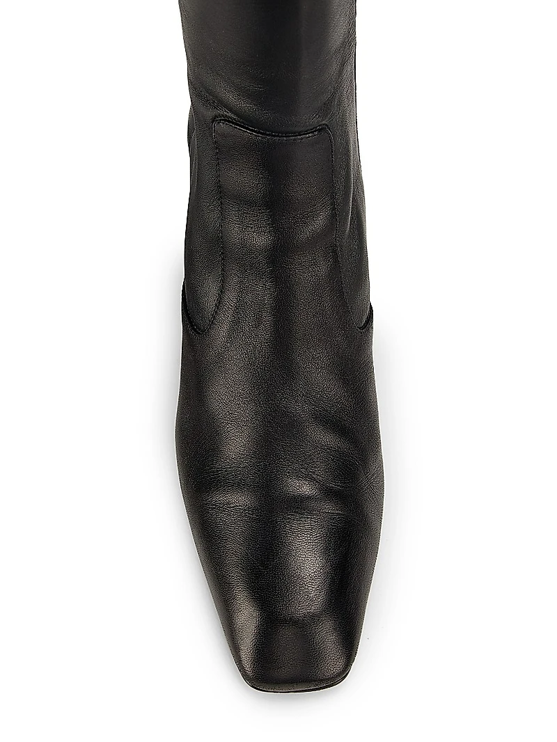 85MM Square-Toe Leather Over-The-Knee Boots