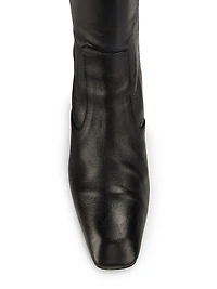85MM Square-Toe Leather Over-The-Knee Boots