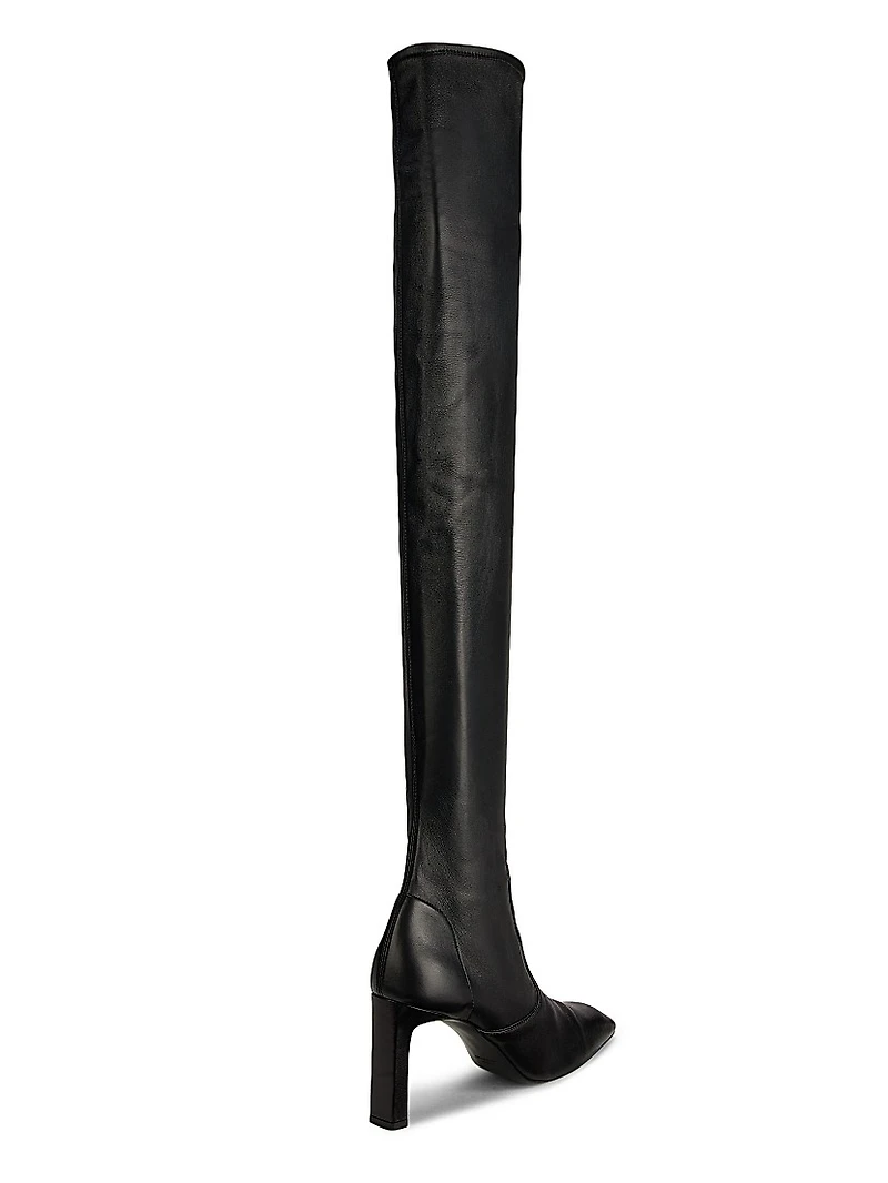 85MM Square-Toe Leather Over-The-Knee Boots