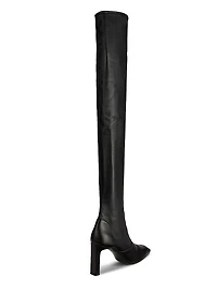 85MM Square-Toe Leather Over-The-Knee Boots